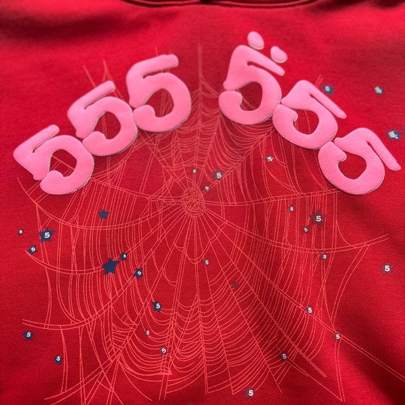 Sp5der Number 555 Hoodie ‘Red’ - Picture 4 of 5